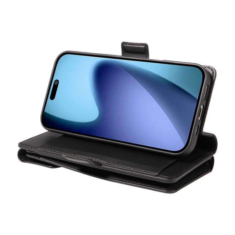 For iPhone Air Multi Card Wallet Leather Phone Case with Strap(Black) - iPhone Air Cases by buy2fix | Online Shopping UK | buy2fix