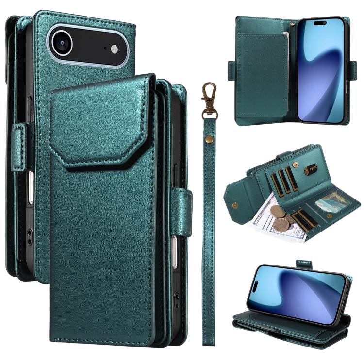 For iPhone Air Multi Card Wallet Leather Phone Case with Strap(Green) - iPhone Air Cases by buy2fix | Online Shopping UK | buy2fix