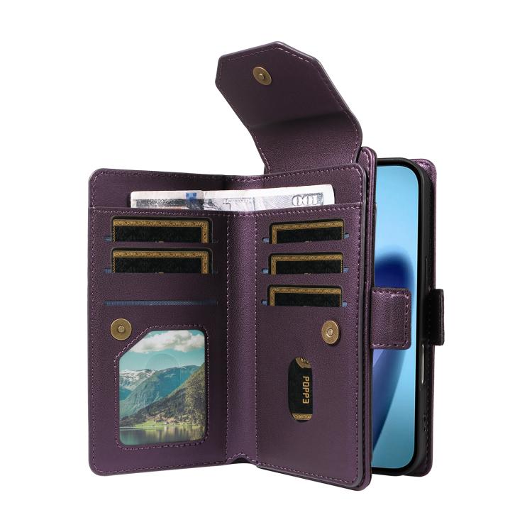 For iPhone Air Multi Card Wallet Leather Phone Case with Strap(Purple) - iPhone Air Cases by buy2fix | Online Shopping UK | buy2fix