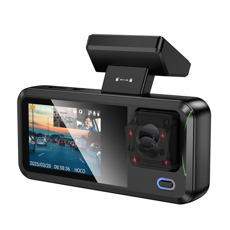 hoco DV15 2 inch Screen Display Three-way Driving Recorder(Black) - Car DVRs by hoco | Online Shopping UK | buy2fix