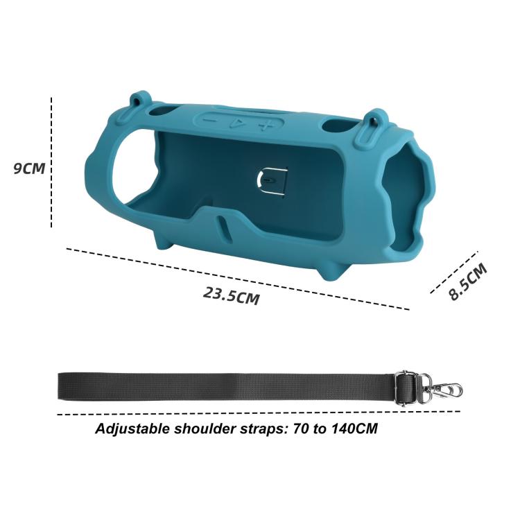 For JBL Charge 6 Silicone Protective Cover Portable Crossbody Speaker Soft Shell Bag(Blue) - Protective Case by buy2fix | Online Shopping UK | buy2fix