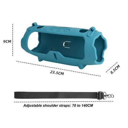 For JBL Charge 6 Silicone Protective Cover Portable Crossbody Speaker Soft Shell Bag(Blue) - Protective Case by buy2fix | Online Shopping UK | buy2fix