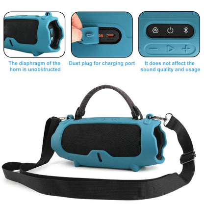 For JBL Charge 6 Silicone Protective Cover Portable Crossbody Speaker Soft Shell Bag(Black) - Protective Case by buy2fix | Online Shopping UK | buy2fix