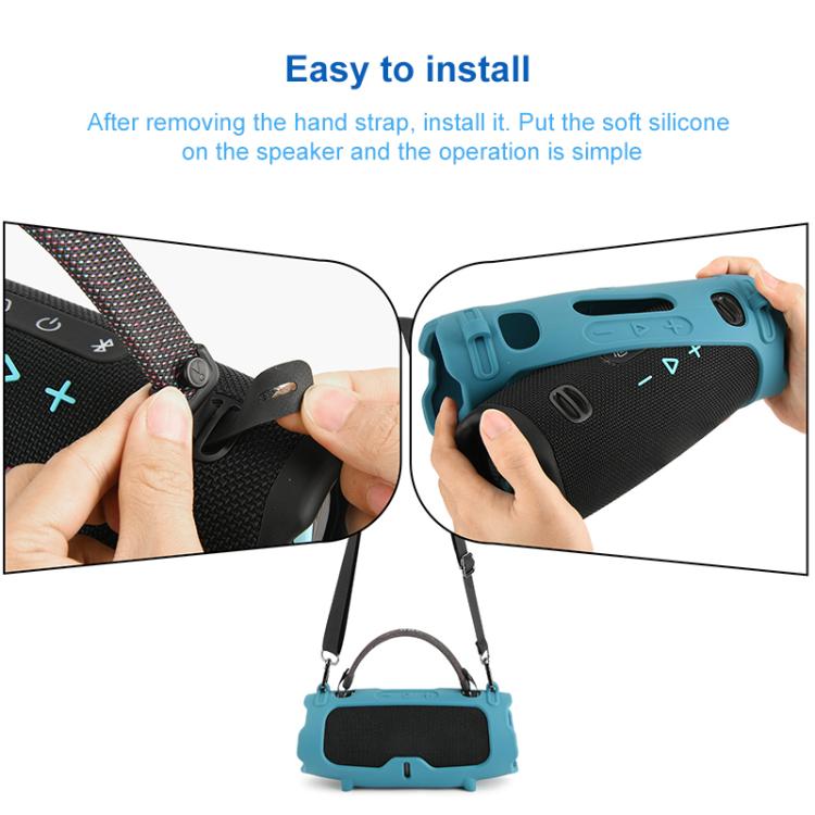 For JBL Charge 6 Silicone Protective Cover Portable Crossbody Speaker Soft Shell Bag(Blue) - Protective Case by buy2fix | Online Shopping UK | buy2fix