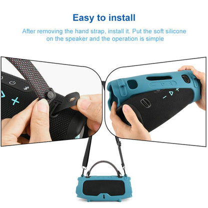 For JBL Charge 6 Silicone Protective Cover Portable Crossbody Speaker Soft Shell Bag(Black) - Protective Case by buy2fix | Online Shopping UK | buy2fix