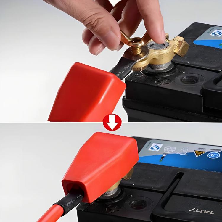 2pcs/Pack Car Battery Wire Terminal Protection Cover Battery Positive Negative Top Post Cap(Black Red) - Booster Cable & Clip by buy2fix | Online Shopping UK | buy2fix