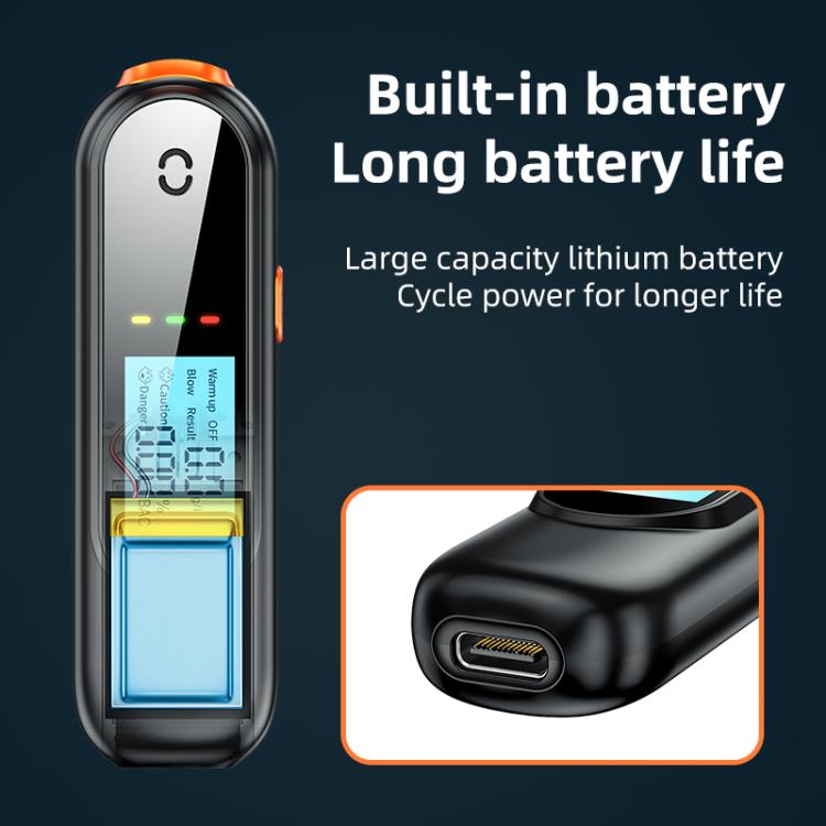 AM02 Smart Digital Display High Sensitivity Alcohol Tester(Black Orange) - Breath Alcohol Tester by buy2fix | Online Shopping UK | buy2fix