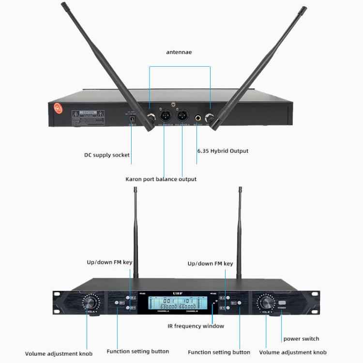 U-620 Professional 1 to 2 Waistpack Wireless Headset Microphone System(Black) - Microphone by buy2fix | Online Shopping UK | buy2fix