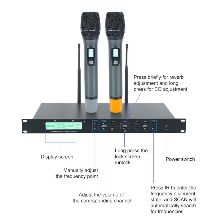AI-101 Professional Home Karaoke 7-band Reverberation Wireless Microphone(Black) - Microphone by buy2fix | Online Shopping UK | buy2fix
