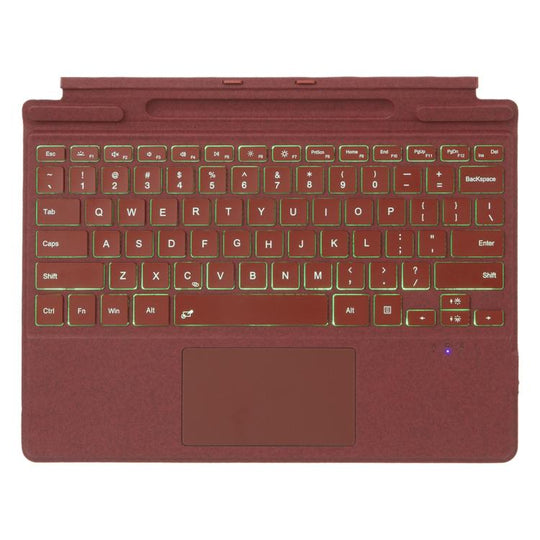 For MicroSoft Surface Pro 9 / 10 / 11 / 12 Single Color Backlight Tablet Bluetooth Keyboard with Touch Pad(Red)