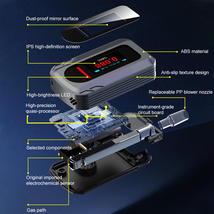D2000 HD IPS Screen Portable Blow-Type High-Precision Alcohol Content Tester(Black) - Breath Alcohol Tester by buy2fix | Online Shopping UK | buy2fix