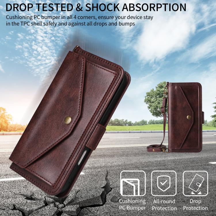 For iPhone Air Multi-card Slots Crossbody Cowhide Leather Phone Case(Brown) - iPhone Air Cases by buy2fix | Online Shopping UK | buy2fix
