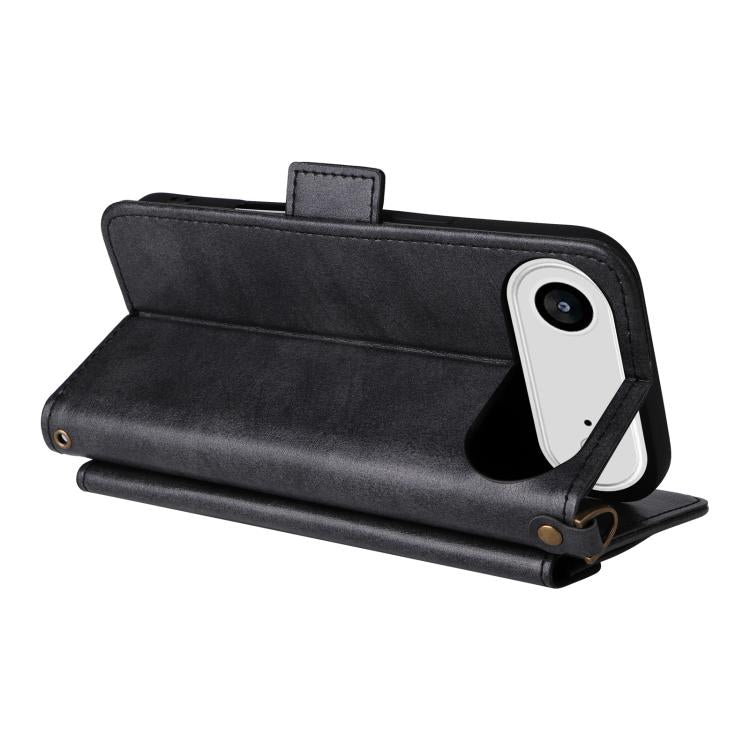For iPhone Air Multi-card Slots Crossbody Cowhide Leather Phone Case(Black) - iPhone Air Cases by buy2fix | Online Shopping UK | buy2fix