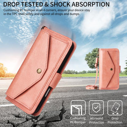 For iPhone Air Multi-card Slots Crossbody Cowhide Leather Phone Case(Pink) - iPhone Air Cases by buy2fix | Online Shopping UK | buy2fix