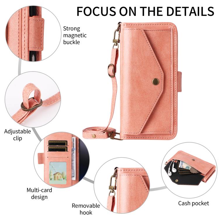 For iPhone Air Multi-card Slots Crossbody Cowhide Leather Phone Case(Pink) - iPhone Air Cases by buy2fix | Online Shopping UK | buy2fix