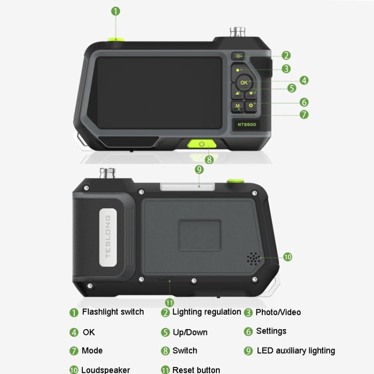 TESLONG NTS500 Industrial Pipeline Endoscope with 5 inch HD Screen, Model:Rotating 8.5mm Dual Lens / 3m -  by TESLONG | Online Shopping UK | buy2fix
