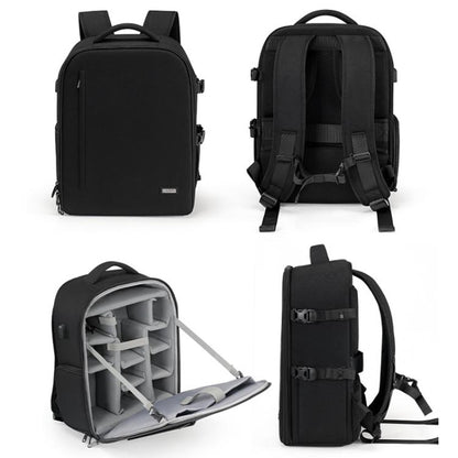 Cwatcun D6 Large II Camera Backpack Outdoor Waterproof Nylon DSLR Photography Bag, Size:32 x 17 x 41.5cm(Black) - Backpack by Cwatcun | Online Shopping UK | buy2fix