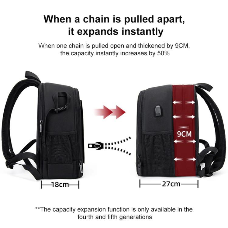 Cwatcun D6 Large II Camera Backpack Outdoor Waterproof Nylon DSLR Photography Bag, Size:32 x 17 x 41.5cm(Black) - Backpack by Cwatcun | Online Shopping UK | buy2fix