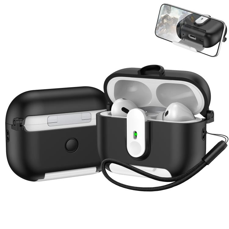 For AirPods Pro One-piece Holder Wireless Earphones Case with Lanyard(Black White) - For AirPods Pro by buy2fix | Online Shopping UK | buy2fix