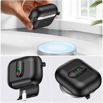 For AirPods Pro One-piece Holder Wireless Earphones Case with Lanyard(Black White) - For AirPods Pro by buy2fix | Online Shopping UK | buy2fix