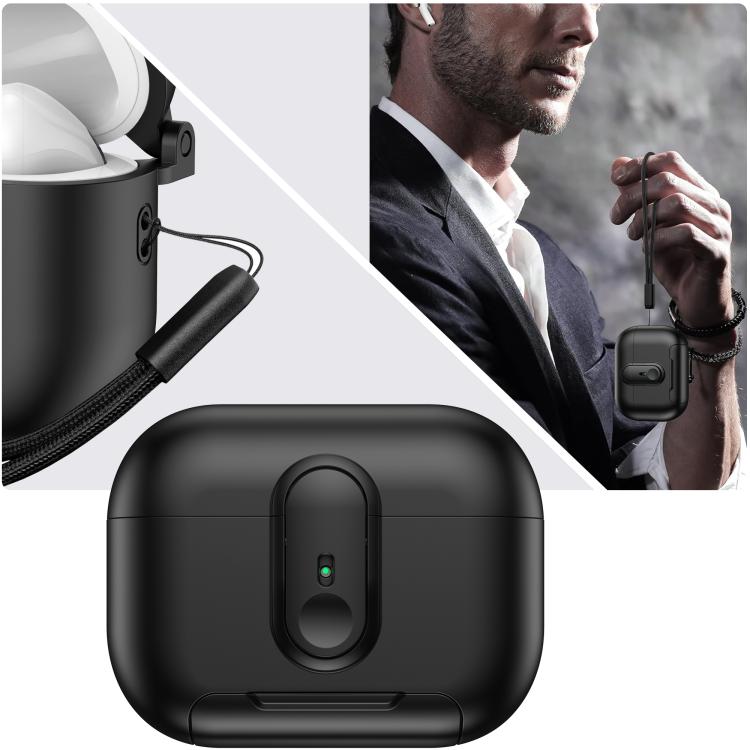 For AirPods Pro One-piece Holder Wireless Earphones Case with Lanyard(Black White) - For AirPods Pro by buy2fix | Online Shopping UK | buy2fix