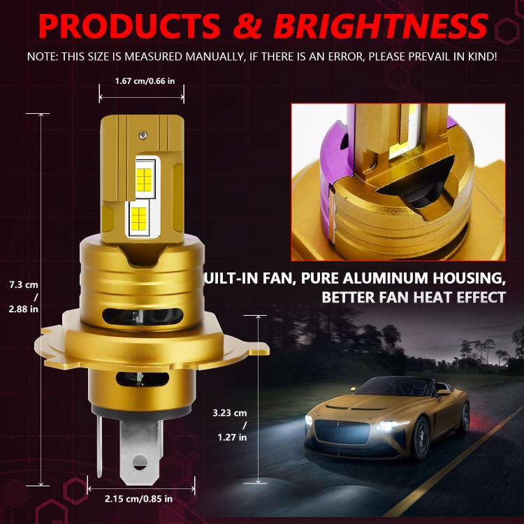 H4 1 Pair 35W 3500LM 6500K Car LED Headlight Bulb(Yellow Purple) - LED Headlamps by buy2fix | Online Shopping UK | buy2fix