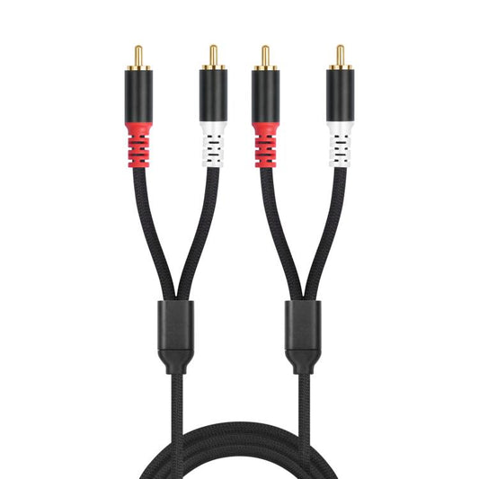 2 RCA Male to 2 RCA Male Audio Cable, Length:1m(Black) - RCA Cable by buy2fix | Online Shopping UK | buy2fix