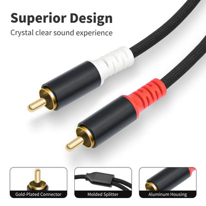2 RCA Male to 2 RCA Male Audio Cable, Length:2m(Black) - RCA Cable by buy2fix | Online Shopping UK | buy2fix