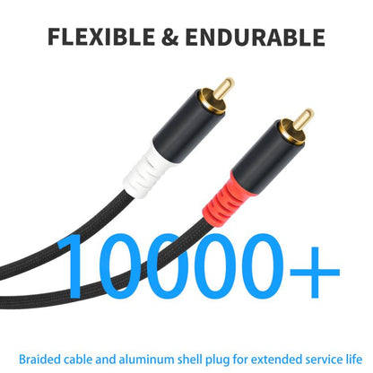 2 RCA Male to 2 RCA Male Audio Cable, Length:2m(Black) - RCA Cable by buy2fix | Online Shopping UK | buy2fix