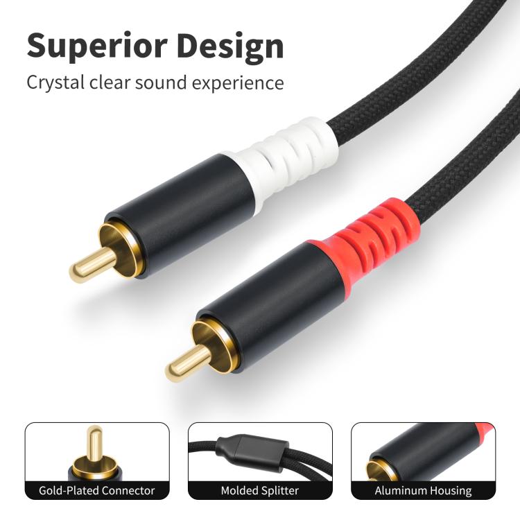 2 RCA Male to 2 RCA Male Audio Cable, Length:5m(Black) - RCA Cable by buy2fix | Online Shopping UK | buy2fix