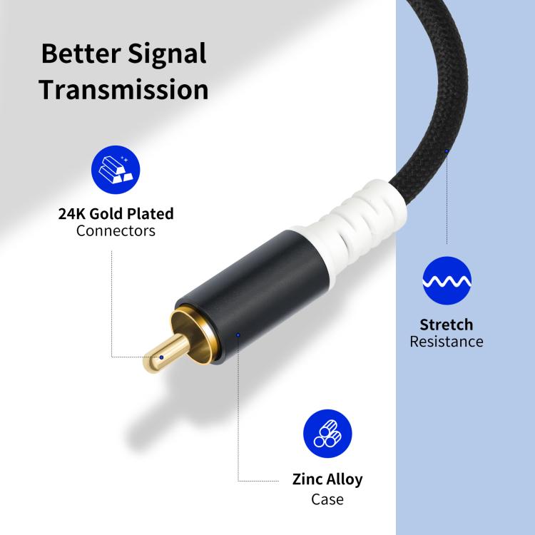 2 RCA Male to 2 RCA Male Audio Cable, Length:7.6m(Black) - RCA Cable by buy2fix | Online Shopping UK | buy2fix