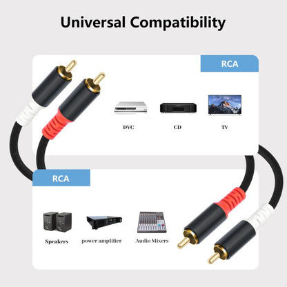 2 RCA Male to 2 RCA Male Audio Cable, Length:7.6m(Black) - RCA Cable by buy2fix | Online Shopping UK | buy2fix