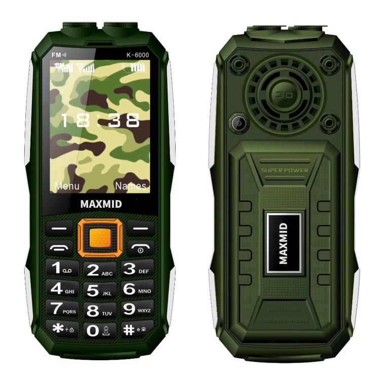 K6000 Keypad Phone, 2.8 inch, LED Flashlight, Big Keyboard, SOS, Network: 2G, Dual SIM, Plug:EU Plug(Green) - Others by buy2fix | Online Shopping UK | buy2fix