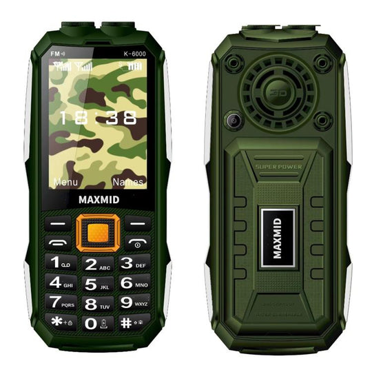 K6000 Keypad Phone, 2.8 inch, LED Flashlight, Big Keyboard, SOS, Network: 2G, Dual SIM, Plug:EU Plug(Green)