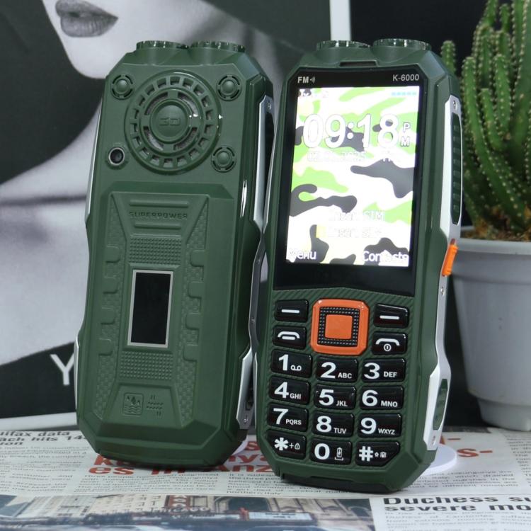 K6000 Keypad Phone, 2.8 inch, LED Flashlight, Big Keyboard, SOS, Network: 2G, Dual SIM, Plug:EU Plug(Green) - Others by buy2fix | Online Shopping UK | buy2fix