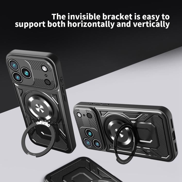For iPhone 17 Pro Max Armor Rotating Holder MagSafe Phone Case(Black) - iPhone 17 Pro Max Cases by buy2fix | Online Shopping UK | buy2fix