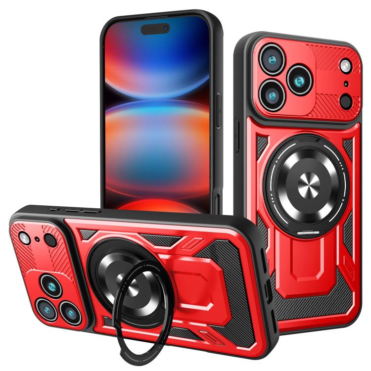 For iPhone 17 Pro Max Armor Rotating Holder MagSafe Phone Case(Red) - iPhone 17 Pro Max Cases by buy2fix | Online Shopping UK | buy2fix