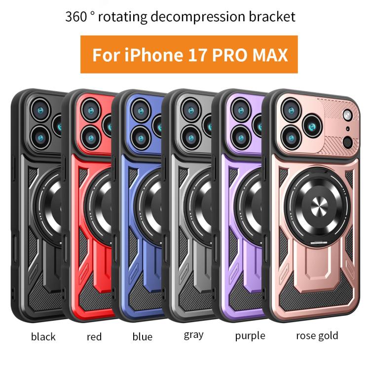 For iPhone 17 Pro Max Armor Rotating Holder MagSafe Phone Case(Red) - iPhone 17 Pro Max Cases by buy2fix | Online Shopping UK | buy2fix