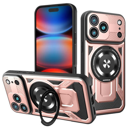 For iPhone 17 Pro Max Armor Rotating Holder MagSafe Phone Case(Rose Gold) - iPhone 17 Pro Max Cases by buy2fix | Online Shopping UK | buy2fix