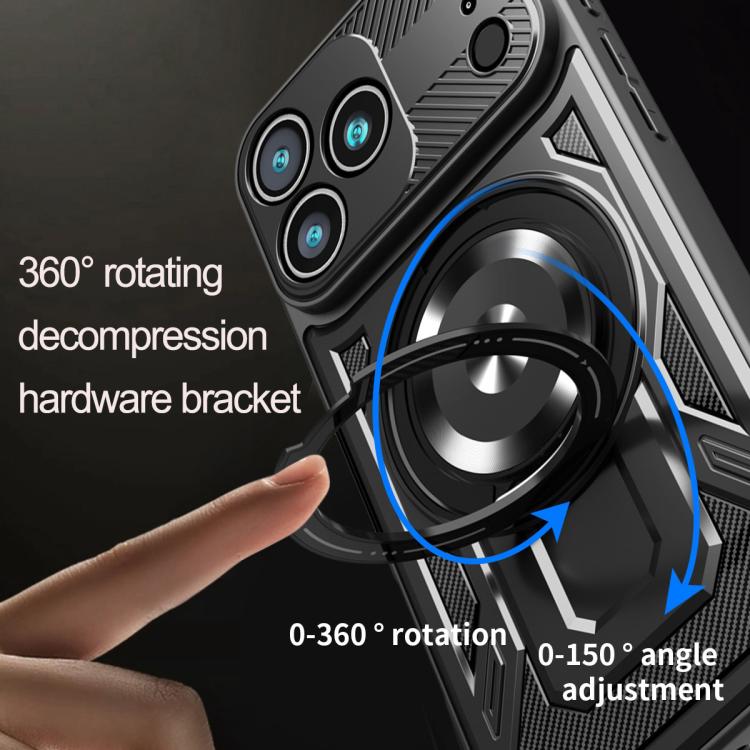 For iPhone 17 Pro Max Armor Rotating Holder MagSafe Phone Case(Grey) - iPhone 17 Pro Max Cases by buy2fix | Online Shopping UK | buy2fix