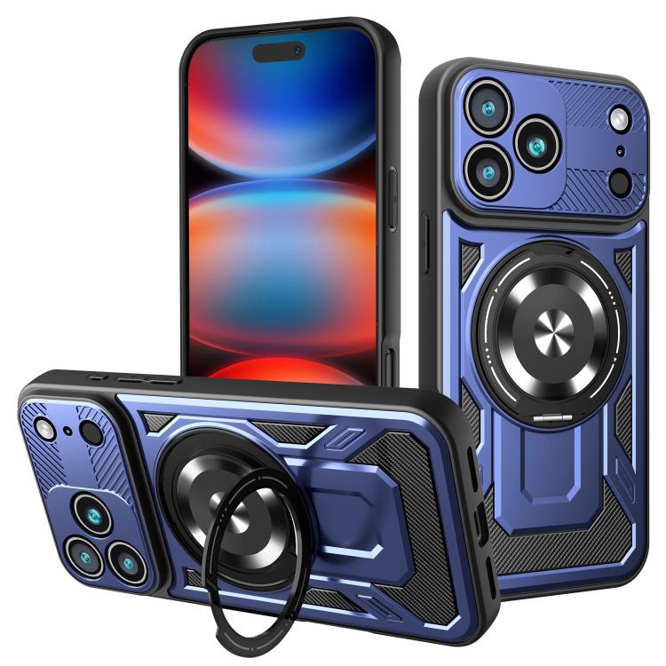 For iPhone 17 Pro Max Armor Rotating Holder MagSafe Phone Case(Blue) - iPhone 17 Pro Max Cases by buy2fix | Online Shopping UK | buy2fix