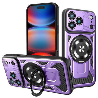 For iPhone 17 Pro Max Armor Rotating Holder MagSafe Phone Case(Purple) - iPhone 17 Pro Max Cases by buy2fix | Online Shopping UK | buy2fix