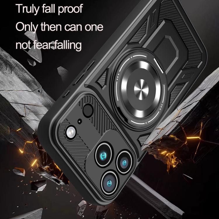 For iPhone 17 Pro Armor Rotating Holder MagSafe Phone Case(Black) - iPhone 17 Pro Cases by buy2fix | Online Shopping UK | buy2fix