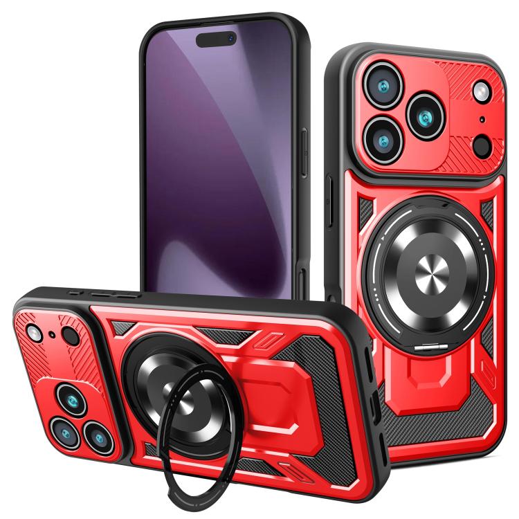 For iPhone 17 Pro Armor Rotating Holder MagSafe Phone Case(Red) - iPhone 17 Pro Cases by buy2fix | Online Shopping UK | buy2fix