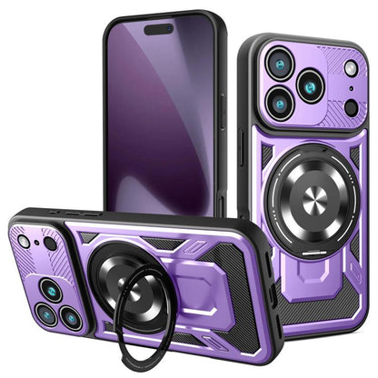 For iPhone 17 Pro Armor Rotating Holder MagSafe Phone Case(Purple) - iPhone 17 Pro Cases by buy2fix | Online Shopping UK | buy2fix