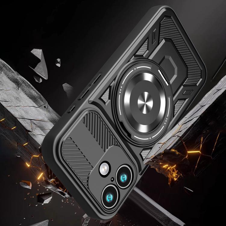 For iPhone 17 Armor Rotating Holder MagSafe Phone Case(Grey) - iPhone 17 Cases by buy2fix | Online Shopping UK | buy2fix