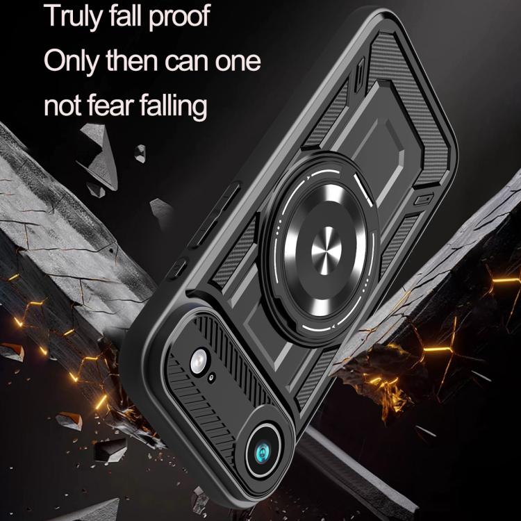 For iPhone Air Armor Rotating Holder MagSafe Phone Case(Black) - iPhone Air Cases by buy2fix | Online Shopping UK | buy2fix