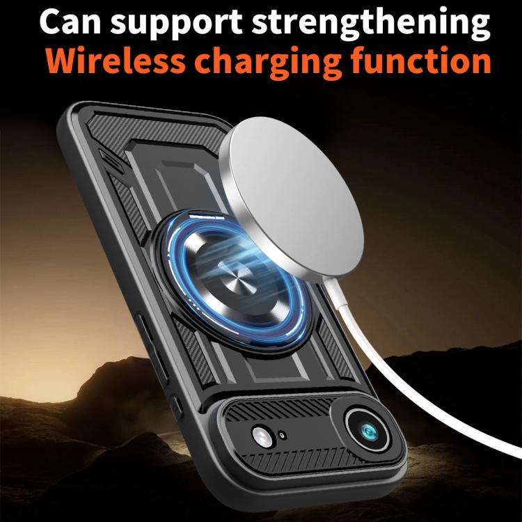 For iPhone Air Armor Rotating Holder MagSafe Phone Case(Black) - iPhone Air Cases by buy2fix | Online Shopping UK | buy2fix