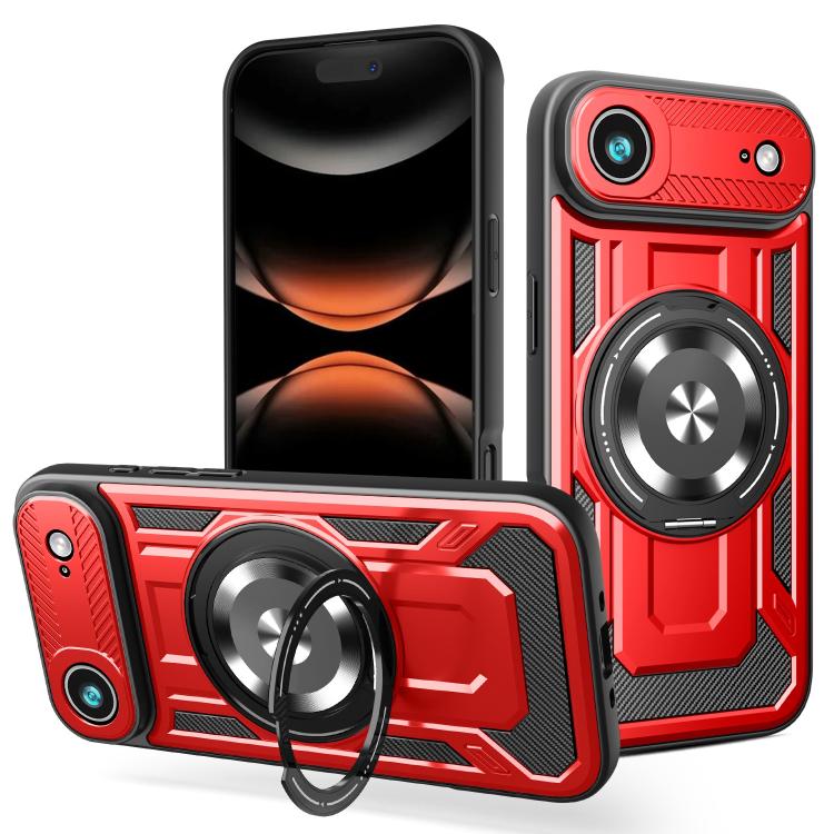 For iPhone Air Armor Rotating Holder MagSafe Phone Case(Red) - iPhone Air Cases by buy2fix | Online Shopping UK | buy2fix