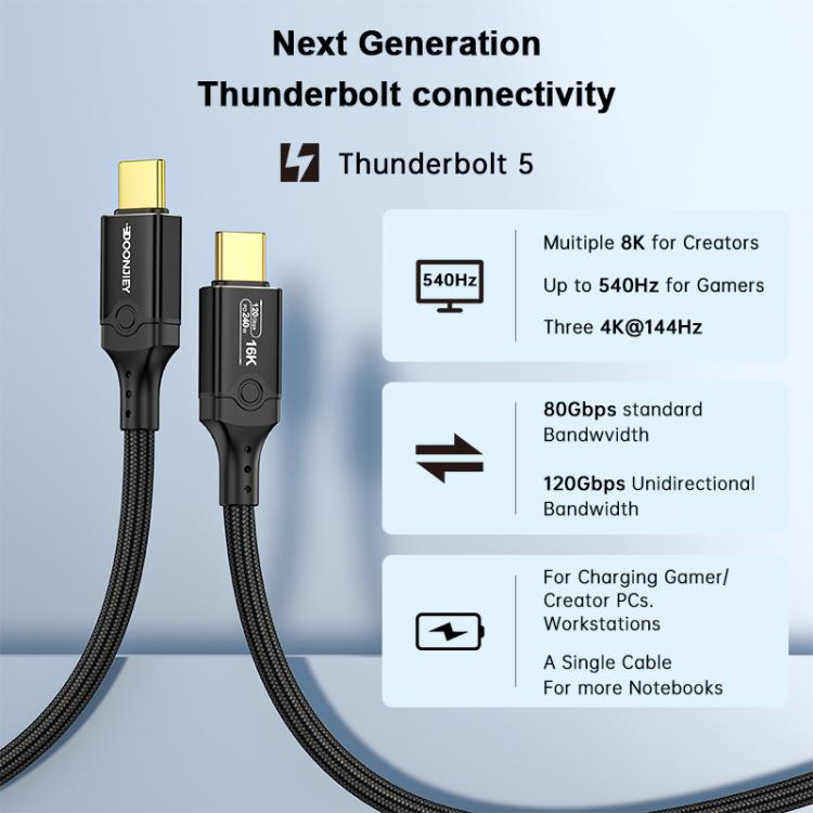 DOONJIEY DJUSB519GR 120Gbps Type-C 16K HD Projection Conversion Cable(Black) - USB-C & Type-C Cable by buy2fix | Online Shopping UK | buy2fix